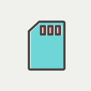 Memory card thin line icon Illustrazione stock