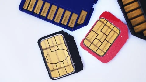 Memory cards and sim cards rotate close-up Stock Footage 171401575