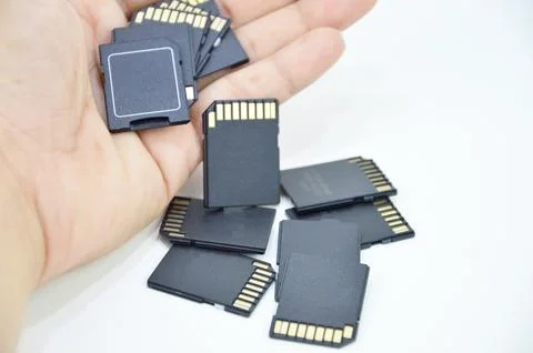 Memory cards are used to store data. Stock-Fotos