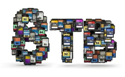 Memory cards capacity Stock Illustration