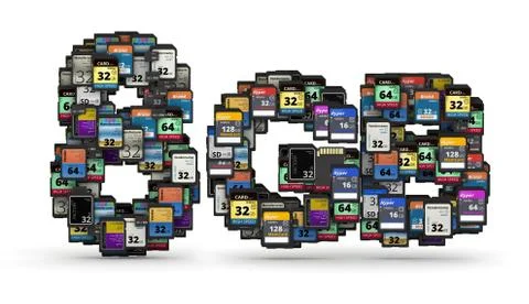 Memory cards capacity Stock Illustration