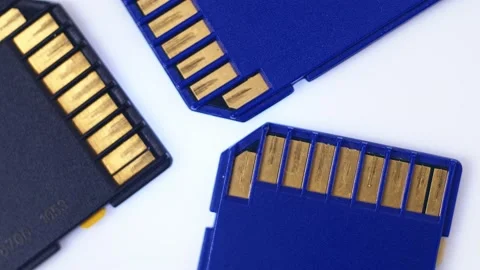 Memory cards close-up rotate slow mo Stock Footage 166529418
