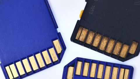 Memory cards close-up rotate slow mo Stock Footage 169186695