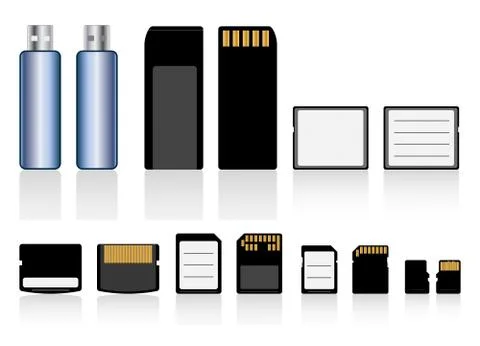Memory cards, drive collection Stock Illustration