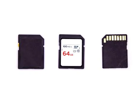 Memory cards - various sizes SD cards isolated on white background. SD and mi Stock Photos