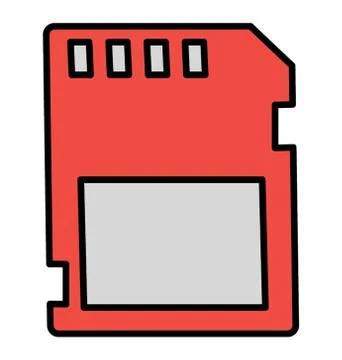 Memory chip icon in doodle design Stock Illustration