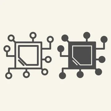 Memory chip line and glyph icon. Cpu vector illustration isolated on white Stock Illustration