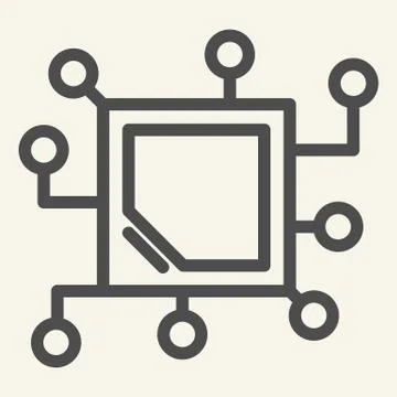 Memory chip line icon. Cpu vector illustration isolated on white. Microchip Stock Illustration