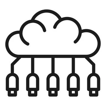 Memory cloud icon outline vector. Data server Stock Illustration