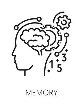 Memory cognitive ability line icon or sign Illustrazione stock