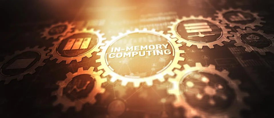 In Memory Computing. Technology High-performance processing data in RAM in real Stock Illustration