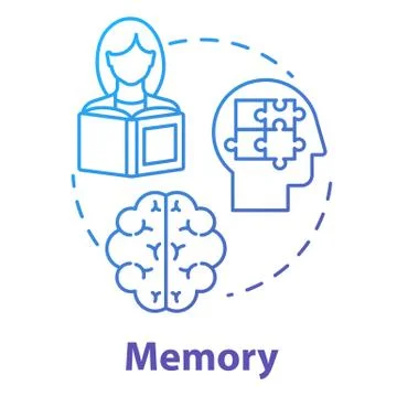 Memory concept icon. Receiving and storing information. Exam preparation. Brain Stock Illustration