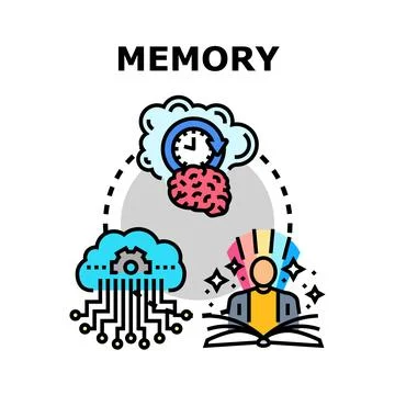 Memory concept illustrating brain data storage and learning Stock Illustration