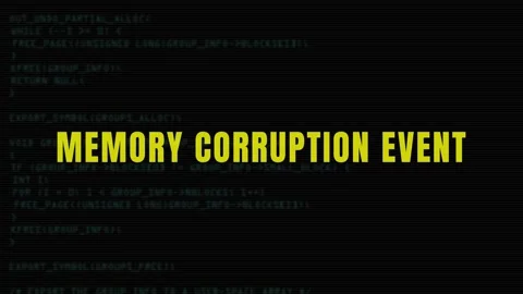 Memory corruption event warning message animation isolated on black background Stock Footage 346018298