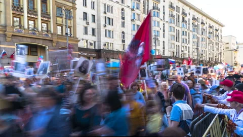 Memory of the dead relatives, the immortal regiment, time lapse Stock Footage 89593801
