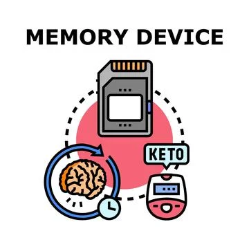 Memory device concept syncing brain health data Stock Illustration