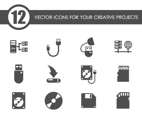 Memory drives vector icons Stock Illustration