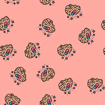 Memory enhancement pill vector seamless pattern イラスト素材