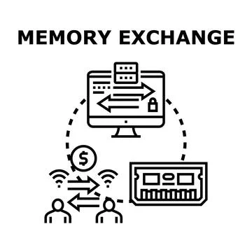 Memory exchange concept between users and digital systems Stock Illustration