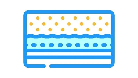 Memory foam mattress bedroom interior color icon animation Stock Footage 327271015