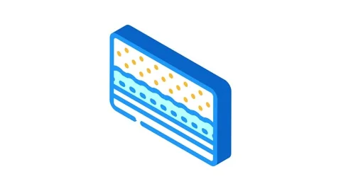 Memory foam mattress bedroom interior isometric icon animation Stock Footage 327293895