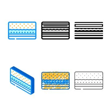 Memory foam mattress bedroom interior color icon mix vector 스톡 일러스트