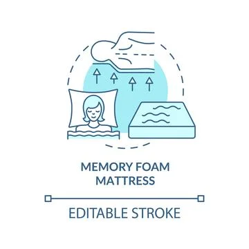 Memory foam mattress blue concept icon Stock Illustration