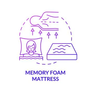 Memory foam mattress purple gradient concept icon Stock Illustration
