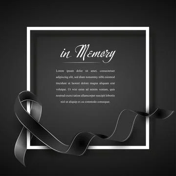 In memory frame with black mourning ribbon Stock Illustration