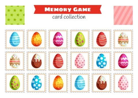 Memory game with cartoon Easter egg. Vector Illustrazione stock