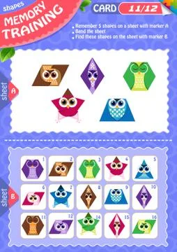 Memory game children shapes 11 Stock Illustration