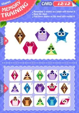 Memory game children shapes 12 Illustrazione stock