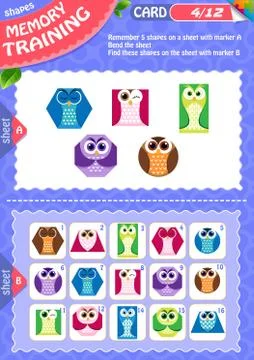 Memory game children shapes 4 Stock Illustration