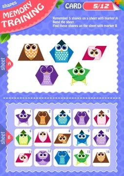 Memory game children shapes 5 Stock Illustration