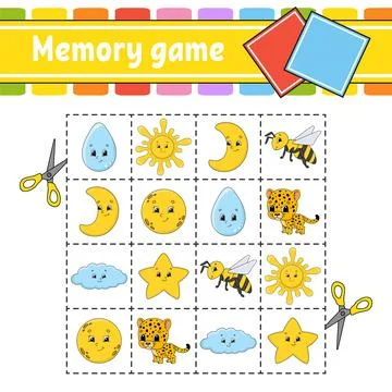 Memory game for kids. Education developing worksheet. Activity page with pict Stock Illustration