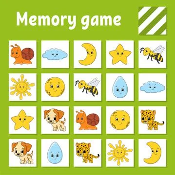 Memory game for kids. Education developing worksheet. Activity page with pict Stock Illustration