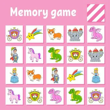 Memory game for kids. Education developing worksheet. Activity page with pict Stock Illustration