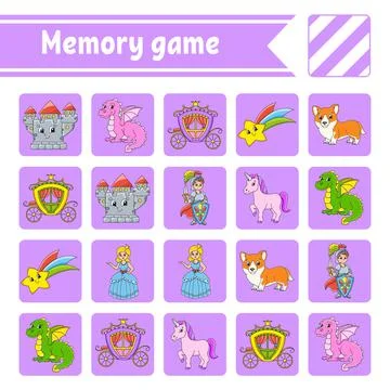 Memory game for kids. Education developing worksheet. Activity page with pict Illustrazione stock