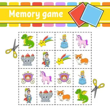 Memory game for kids. Education developing worksheet. Activity page with pict Stock Illustration