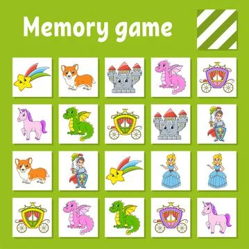 Memory game for kids. Education developing worksheet. Activity page with pict Illustrazione stock