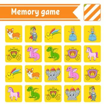Memory game for kids. Education developing worksheet. Activity page with pict Stock Illustration