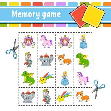 Memory game for kids. Education developing worksheet. Activity page with pict 스톡 일러스트