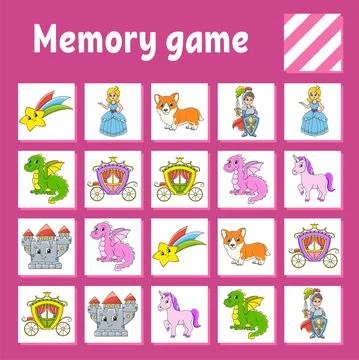 Memory game for kids. Education developing worksheet. Activity page with pict Stock Illustration