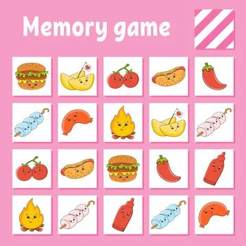 Memory game for kids. Education developing worksheet. Activity page with pict Stock Illustration