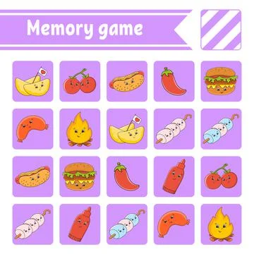 Memory game for kids. Education developing worksheet. Activity page with pict Stock Illustration