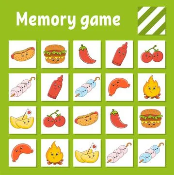 Memory game for kids. Education developing worksheet. Activity page with pict 스톡 일러스트