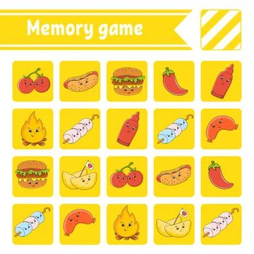 Memory game for kids. Education developing worksheet. Activity page with pict Stock Illustration