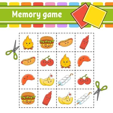 Memory game for kids. Education developing worksheet. Activity page with pict Stock Illustration