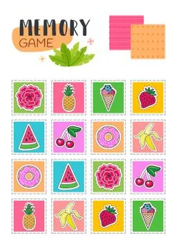Memory game with a Pop Art. Vector Stock Illustration