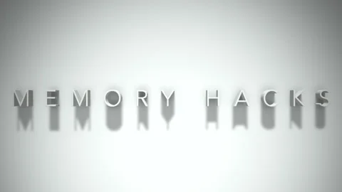 Memory hacks 3D title animation white text on a white background Stock Footage 299426670